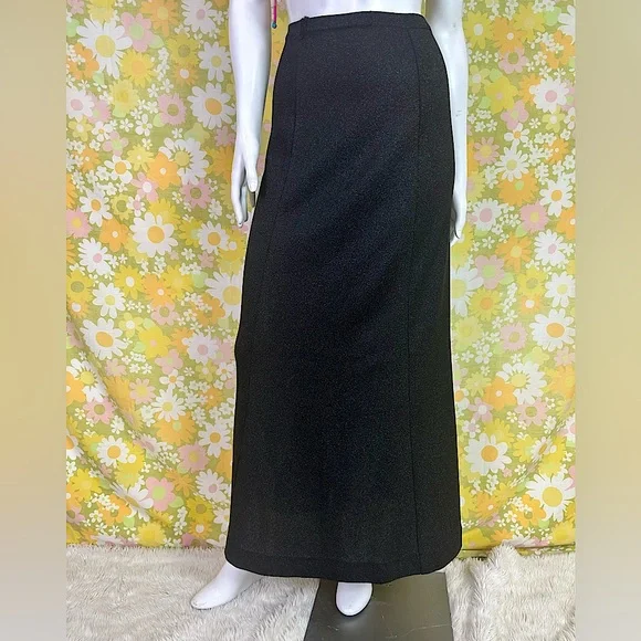 Vintage 70’s Black Shimmer Maxi Skirt - Picture 1 of 12